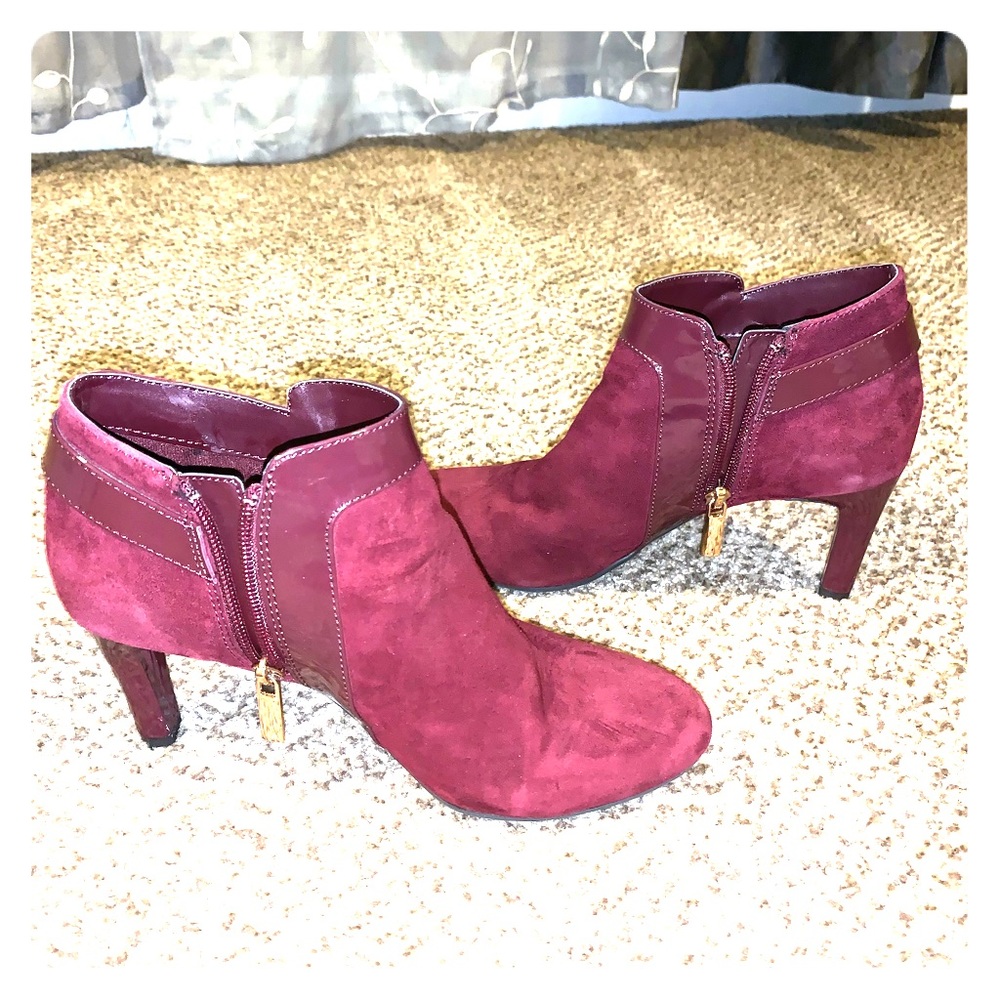 Burgundy ankle booties